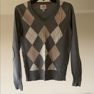 Preppy gray vneck sweater - Small